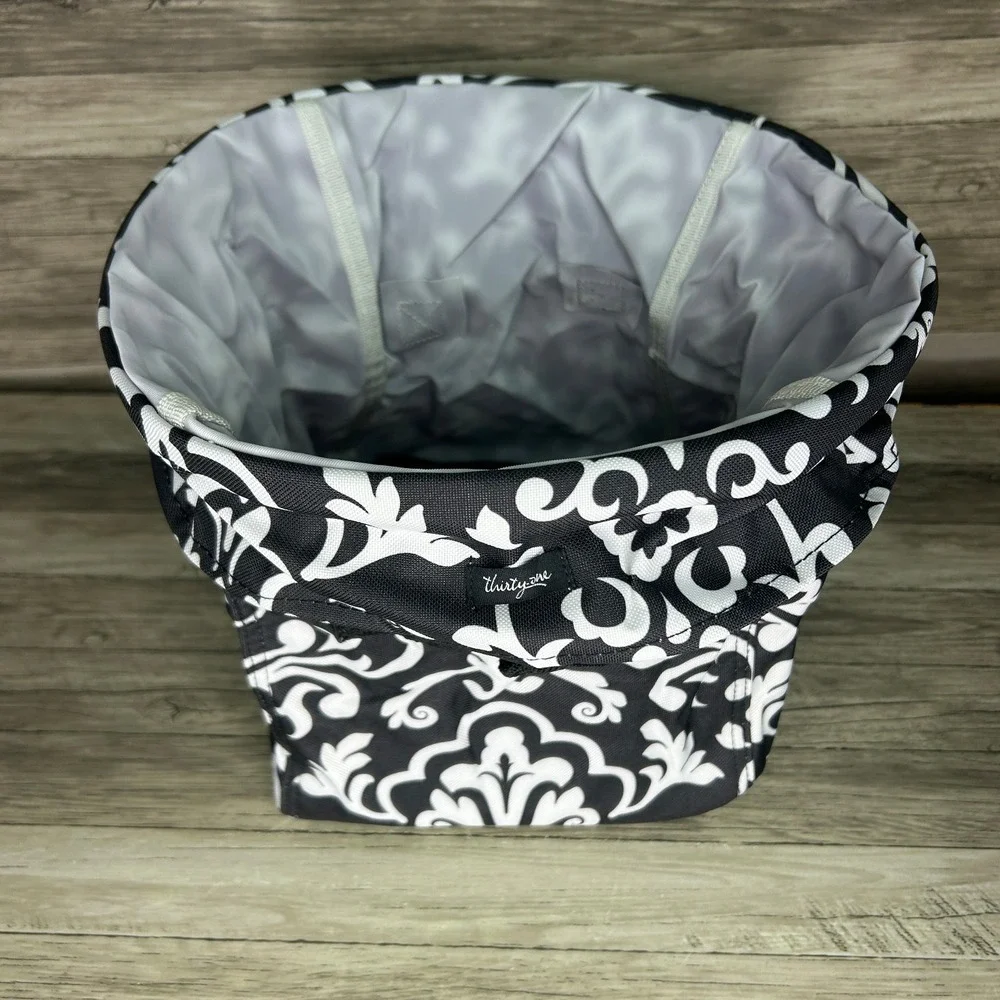 Thirty-One Collapsible Mini Utility Tote Bin Black Parisian Pop Storage